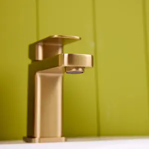 Flode Glan Mono Basin Mixer Tap Brushed Brass