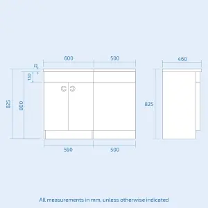 Nes Home Dene LH 1100mm Vanity Basin Unit White & Eslo Back to Wall Toilet White