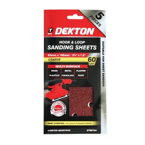 Dekton 20pc 60 Grit Hook And Loop Sanding Sheets 93mm X 185mm