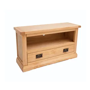 Lucca Waxed 1 Drawer TV Cabinet Brass Drop Handle