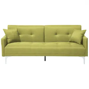 Beliani Retro Sofa Bed LUCAN Olive Green