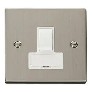 Stainless Steel 13A Fused Connection Unit Switched - White Trim - SE Home