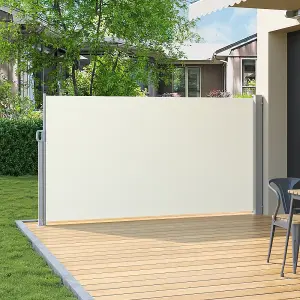 Outdoor Beige Retractable Garden Sided Awning  Waterproof Sunshade Privacy Panel Gazebo Sidewall Panels Sunwall 600 x 160 cm