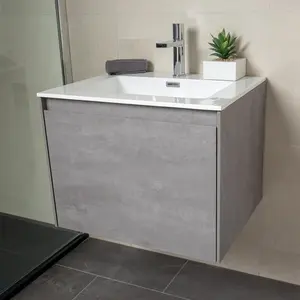 600mm Single Bathroom Vanity with Integrated Polyglomerate Basin White