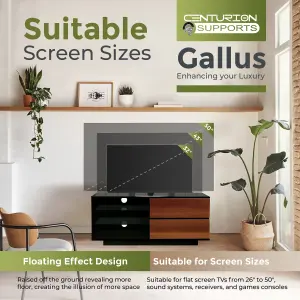 Centurion Supports Gallus Gloss Black with 2-Walnut Drawers and 2 Shelves up to 55" LED, LCD, Plasma TV Cabinet