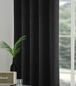 Home Curtains Rossi Blackout Lined 65w x 90d" (165x229cm) Charcoal Eyelet Curtains (PAIR)