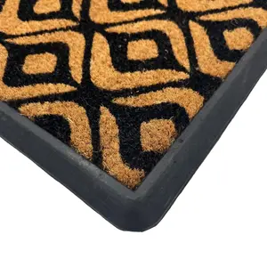 Mighty Mats® Natural & Black Geo Door mat, 60cm x 40cm