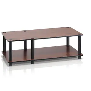 Furinno 11174DC(BK)/BK Just No Tools Mid TV Stand, Dark Cherry w/Black Tube