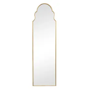 Melody Maison Tall Slim Gold Arch Wall Mirror 133cm x 38cm