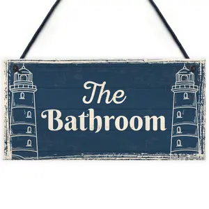 Red Ocean The Bathroom Nautical Theme Bathroom Accessories Sign Shabby Chic Toilet Plaque Home Decor