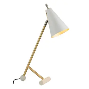 Luminosa Alta Table Lamp Satin Brass Plate & Matt White Paint