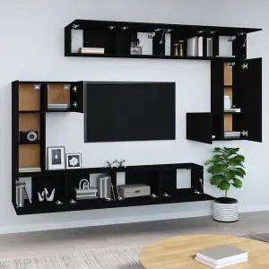 Berkfield Wall-mounted TV Cabinet Black Engineered Wood