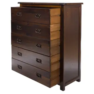 5 drawer chest, rich dark brown lacquer finish, Boston range