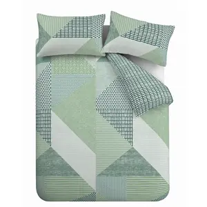 Larsson Geo Duvet Cover Set Green / Kingsize - 2 Standard Pillowcases