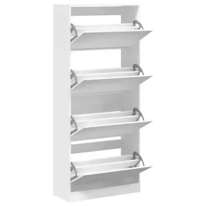 Berkfield Shoe Cabinet with 4 Flip-Drawers White 80x34x187.5 cm