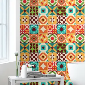 24 Pieces 15x15cm Ziggy Colourful Retro Tile Stickers