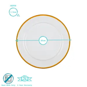 Argon Tableware - White Enamel Side Plates - 20cm - 4 Colours