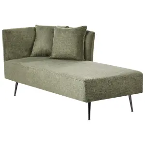 Left Hand Fabric Chaise Lounge Green RIOM