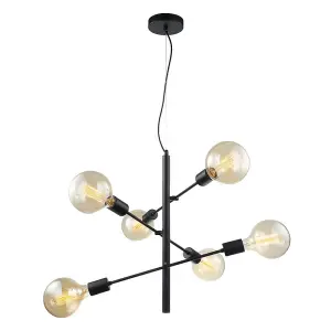 Luminosa Modern Hanging Pendant Black 6 Light , E27