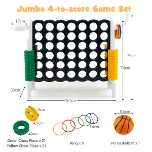 Costway 4-in-A Row Jumbo Indoor Outdoor Family Connect Game w/Basketball Hoop