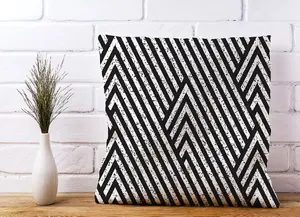 Oblique Black Grunge Pattern Cushions 45cm x 45cm