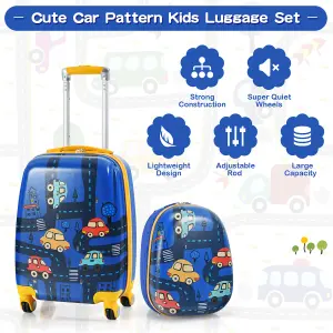 Costway 2PCS Kids Luggage Set 12" Backpack & 18" Carry-on Suitcase with Wheels