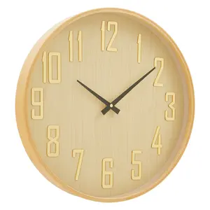 Interiors by Premier Functional Natural Wall Clock, Sleek And Sturdy Wall Clock For Kitchen, Versatile Clock For Indoor Outdoor