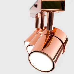 ValueLights Rosie Modern 3 Way Copper Effect Straight Bar Ceiling Spotlight