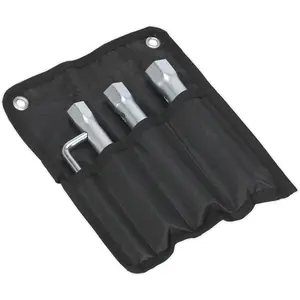 3 Piece Long Reach Spark Plug Wrench Set with L-Bar and Storage Pouch