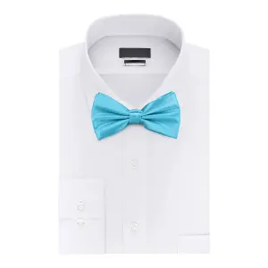 Aqua Blue Satin Polyester Bow Tie for Casual & Formal Wear, Wedding Party Accessory