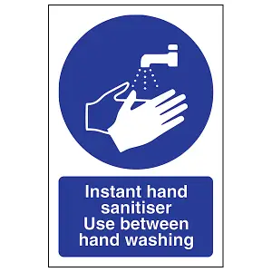 Sanitiser Use Between Washing Sign - Adhesive Vinyl - 150x200mm (x3)