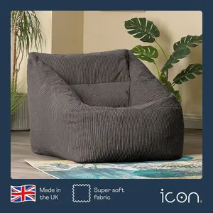 icon Morgan Corduroy Armchair Bean Bag Charcoal Grey Giant Bean Bag Chair