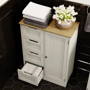 Bath Vida Priano Grey 4 Drawer 1 Door Freestanding Bathroom Cabinet Unit