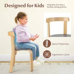 Costway 5-Piece Kids Table and Chair Set Children Wooden Activity Table 4 Curved Chairs