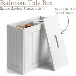 Bathroom Tidy Box Toilet Roll Cleaning Product Small Storage Unit White Christow