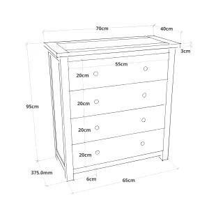 Argenta 4 Drawer Chest of Drawers Wood Knob