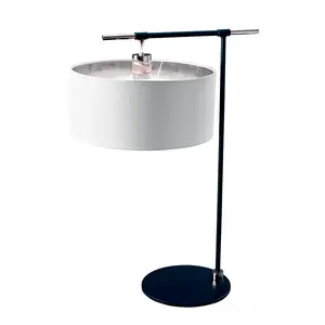 Luminosa Balance Table Lamp with Round Shade, Black, Polished Nickel