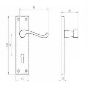 Door Handles Victorian Scroll Lever Lock - Chrome Pack Hinges 150 x 40mm