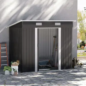 Outsunny 7 x 4ft Outdoor Garden Storage Shed for Backyard Patio Black