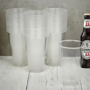 URBNLIVING 568ml Pack of 1000 Clear Strong Plastic Full Pint Glasses Disposable Reusable Party Cups UKCA