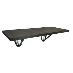 Solid Pine Rustical Shelf Black Ash Black Hairpin Bracket Style 25x90cm