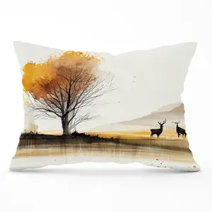 Autumn Landscape Stag Watercolour Cushions 33cm x 48cm