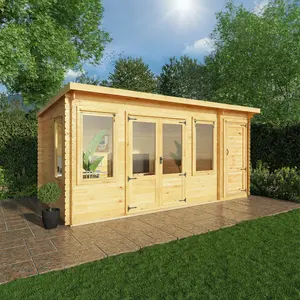 Mercia 17ft x 10ft Pent Log Cabin With Side Shed (19mm)