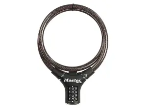 Master Lock 8229 Secure Black Steel Rigid Combination Cable Lock 0.9M x 12mm