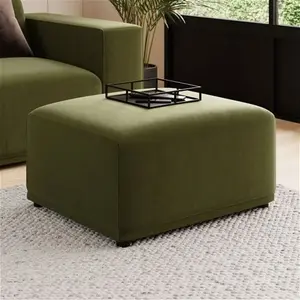 Dunelm Modular Cruz Olive Velvet Reversible Chaise Sofa, Mid Century, Green, Olive