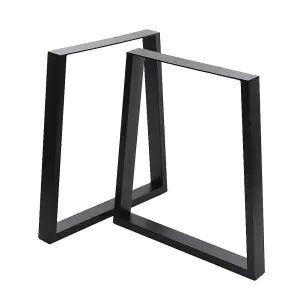 2 Pcs Black Furniture Legs Trapezoidal Metal Table Legs for Home DIY W 29.5 x H 40 cm