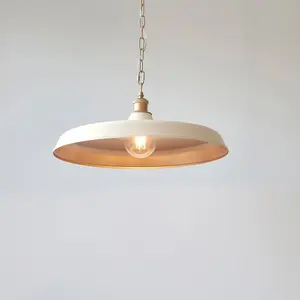 Luminosa Afragola Dome Pendant Ceiling Light Matt Warm White, Satin Gold Paint