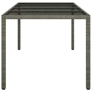 Berkfield Garden Table Grey 190x90x75 cm Tempered Glass and Poly Rattan