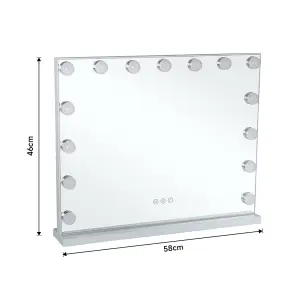 Frameless Hollywood Makeup Cosmetic Mirror with 15 LED Bulbs Dimmable 58cm W x 46cm H