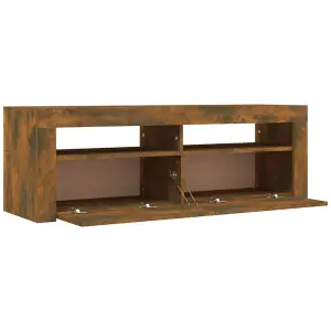 Berkfield TV Cabinet with LED Lights Smoked Oak 120x35x40 cm